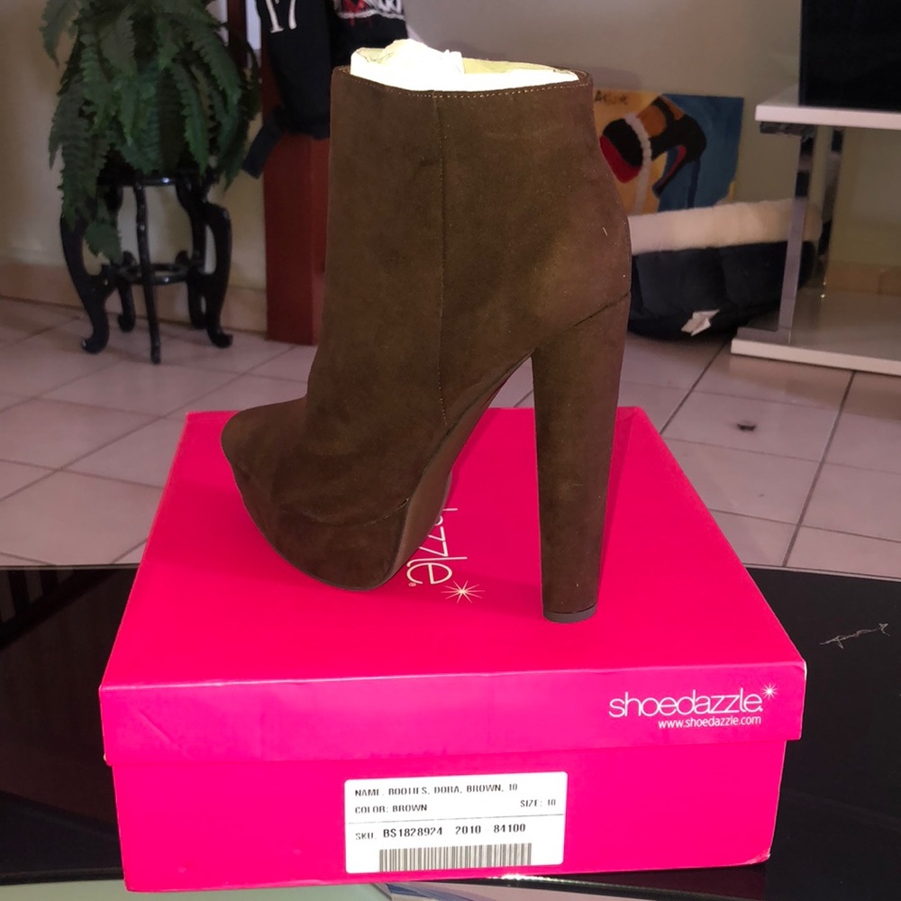 Brown Wedge Booties